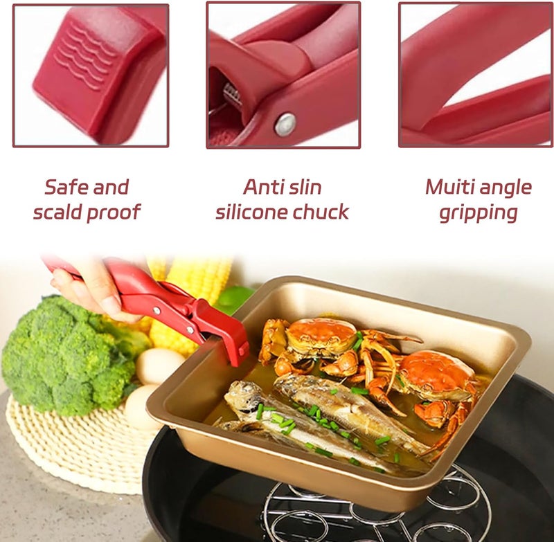 hinbkenla 2 Pcs Multi-Function Anti-Scald Bowl Clip,Hot Plate Gripper,Silicone Anti Hot Plate Holder,Anti Scald Bowl Holder Clip,Plate Gripper,Bowl Holder For Air Fryer, Food Steamer, Oven, Microwave - Image 3